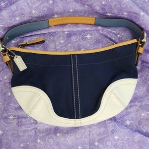Coach Hobo Shoulder Bag 4431 navy canvas/leather)